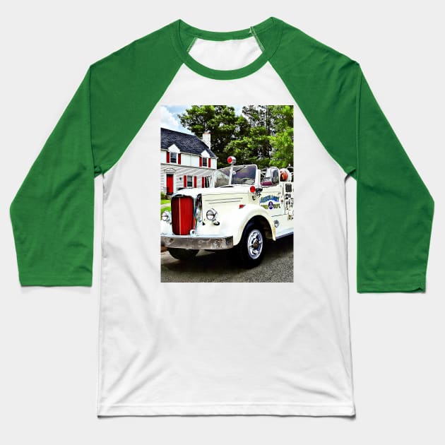 Firemen - White Fire Truck Baseball T-Shirt by SusanSavad